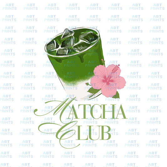 Matcha Club (DTF Transfer Design – Printable Digital File for T-Shirts & Apparel)