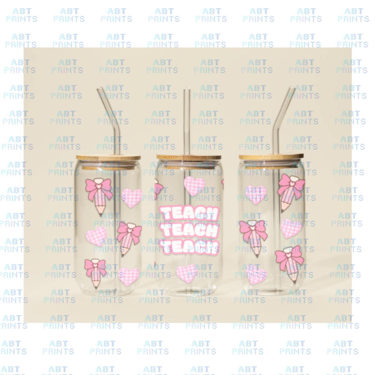 Teach, Teach, Teach Pattern (UVDTF Sticker Design – Printable Digital File for Tumblers & Cups)