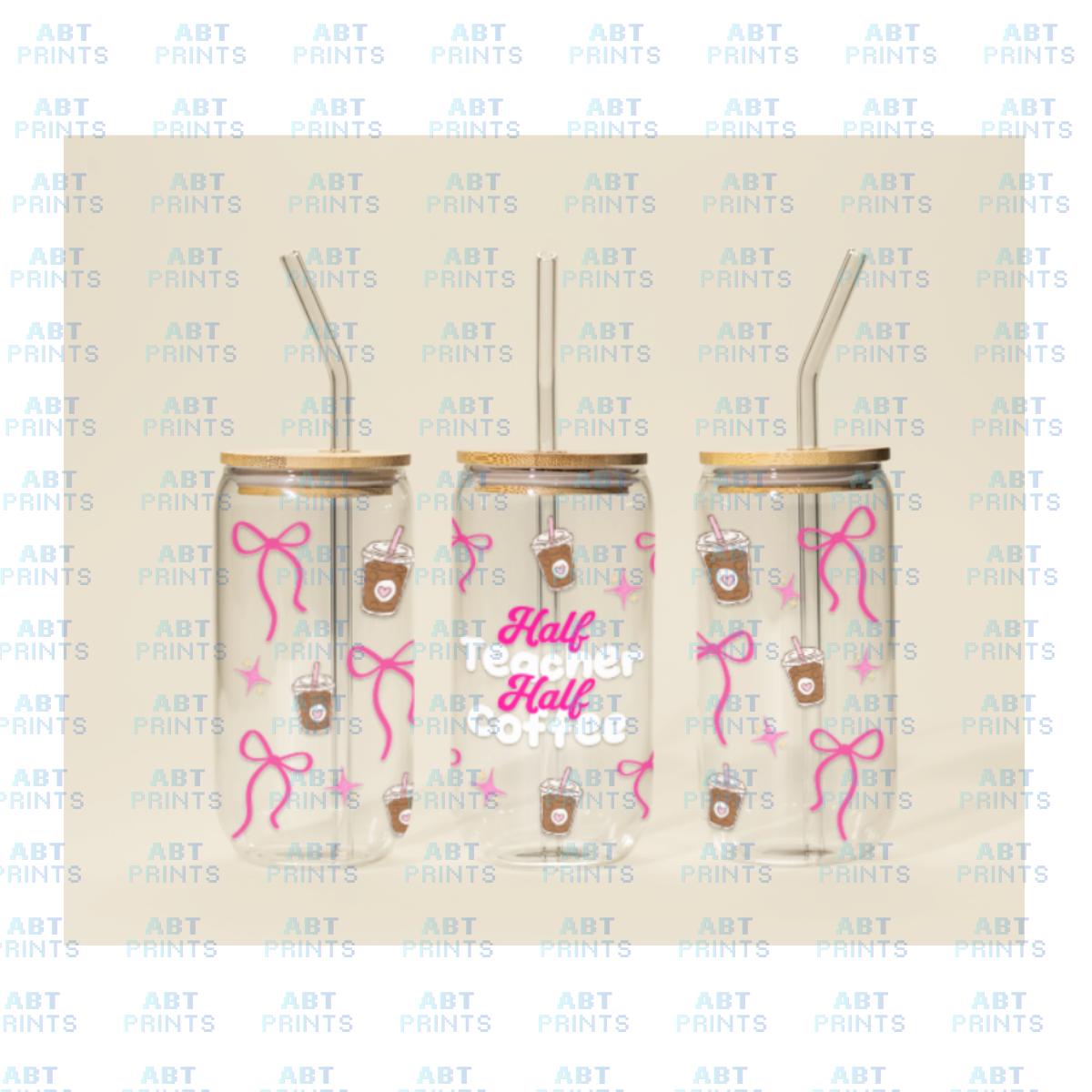 Half Teacher, Half Coffee (UVDTF Sticker Design – Printable Digital File for Tumblers & Cups)