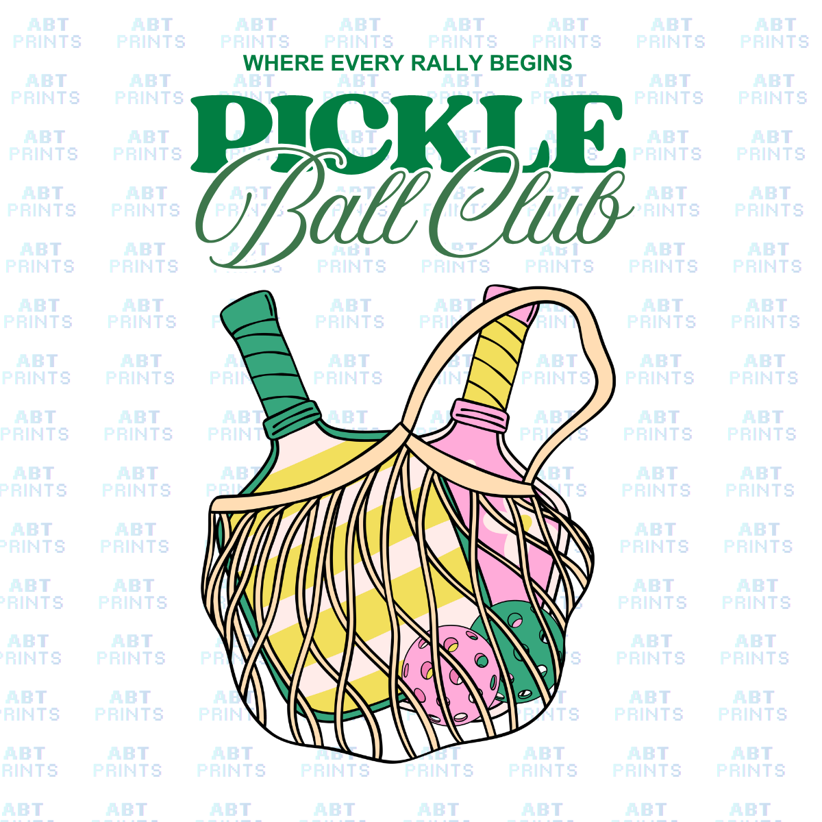 Pickle Ball Club (DTF Transfer Design – Printable Digital File for T-Shirts & Apparel)