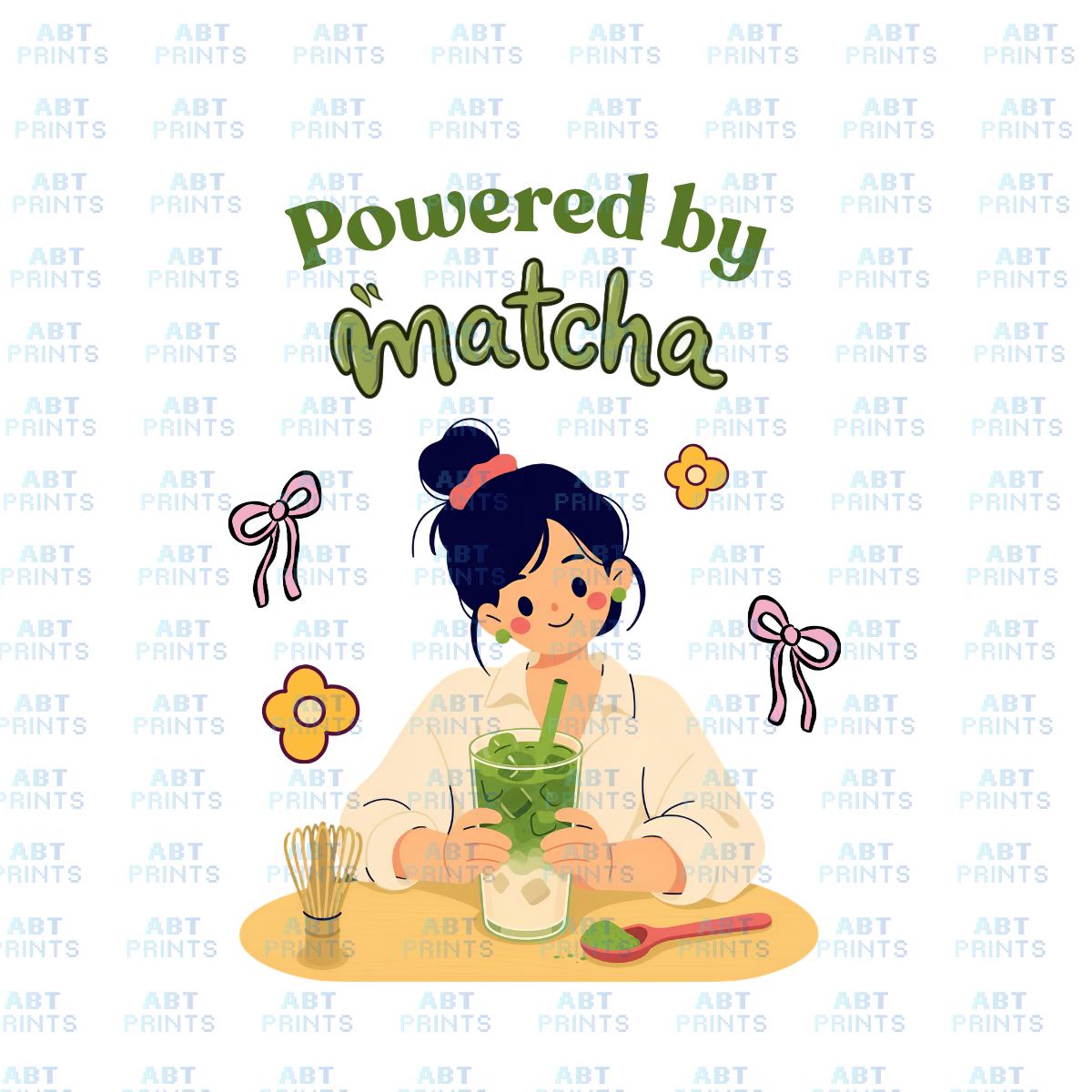Powered by Matcha (DTF Transfer Design – Printable Digital File for T-Shirts & Apparel)